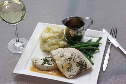 White’s Seared Swordfish with Mushroom Gravy & Olive Oil Mash