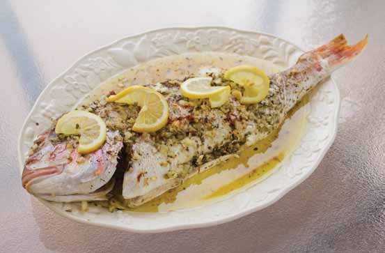 White’s Whole Baked Snapper with Herbed Oil